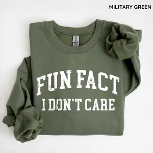 Fun Fact I Don't Care Funny Sweatshirt, Sarcastic College Sweatshirt, Unisex Pullover Top Shirt