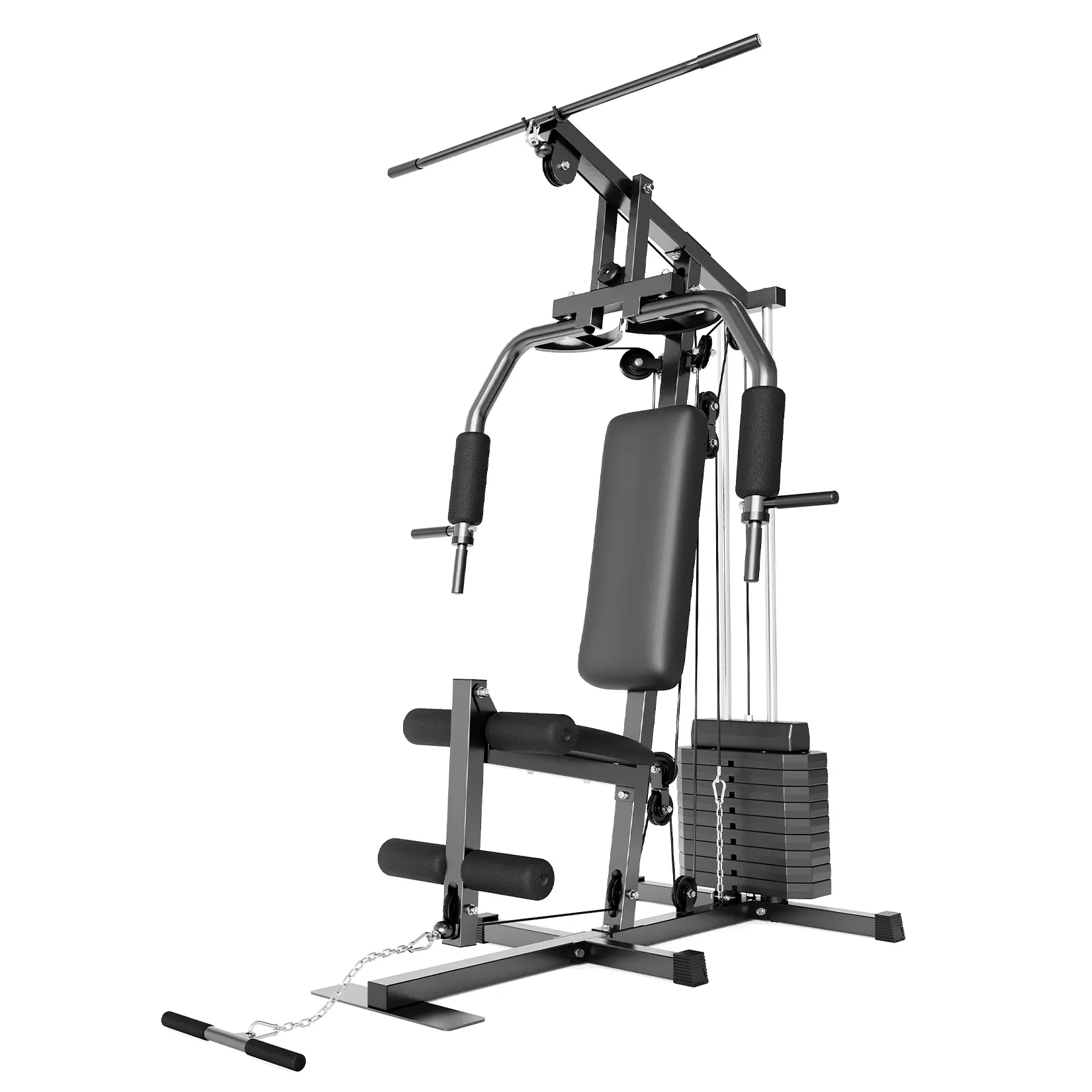 Multifunctional Home Gym System for Full Body Strength Training - Includes Leg Press, LAT Pull Down, Chest Press & 100lbs Weight Stack, Adjustable Fitness Machine ﻿