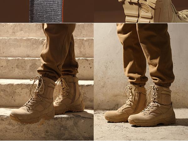 NORTIV 8 Men's Tactical Research Boots - Breathable & Abrasion-Resistant Leather - Non-Slip Working Shoes - Round Toe - Laces & Zipper Closure - Winter Outdoor & Indoor Activities - Sand Worker Footwear SpringStatements