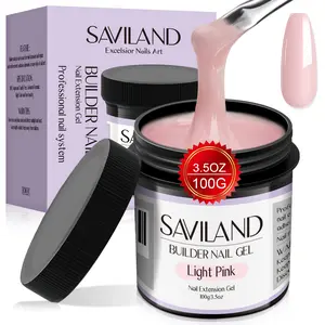 SAVILAND Light Pink Builder Gel for Nails 100g (3.5 oz) – Thick Nail Builder Gel for Nail Extensions, Strengthening & Nail Art, Professional Manicure Gel for Salon & Home DIY