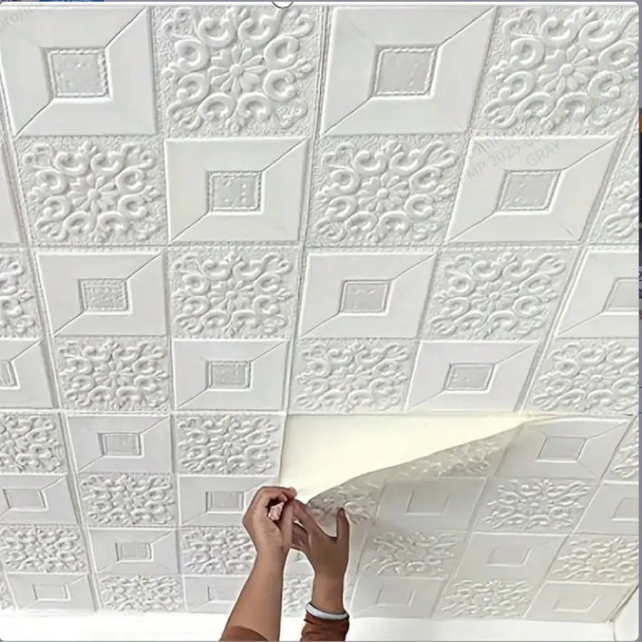 30pcs Self-Adhesive Wall Stickers, Waterproof, Ceiling & Wall Decor, 35x35cm, Ideal for Living Room, Bedroom, Office, Dormitory