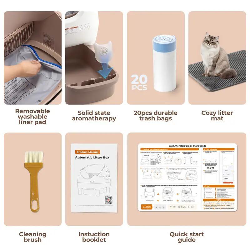 【For fans limited time 】Self Cleaning Litter Box, Automatic Cat Litter Box with APP Control, Odor-Free  Large Waste Bin, Open-Top for Multi Cats