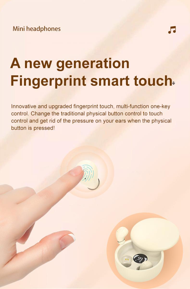 Mini Invisible Bluetooth 5.4 True Wireless Earbuds – Sport Noise Cancelling Gaming Headphones with Hi-Fi Audio, In-Ear Earphones for Music & Calls, Khaki