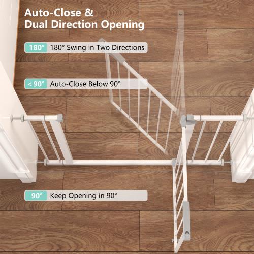 29.5-45.3" Wide Baby Gate for Stairs, Dog Gate Indoor for Doorways, No Drilling Pressure Mounted Pet Gates for Kids, Easy Walk Through Safety Gate, White 29.5-45.3" Wide Baby Gate for Stairs, Dog Gate Indoor for Doorways, No Drilling Pressure Mounted Pet Gates for Kids, Easy Walk Through Safety Gate, White
