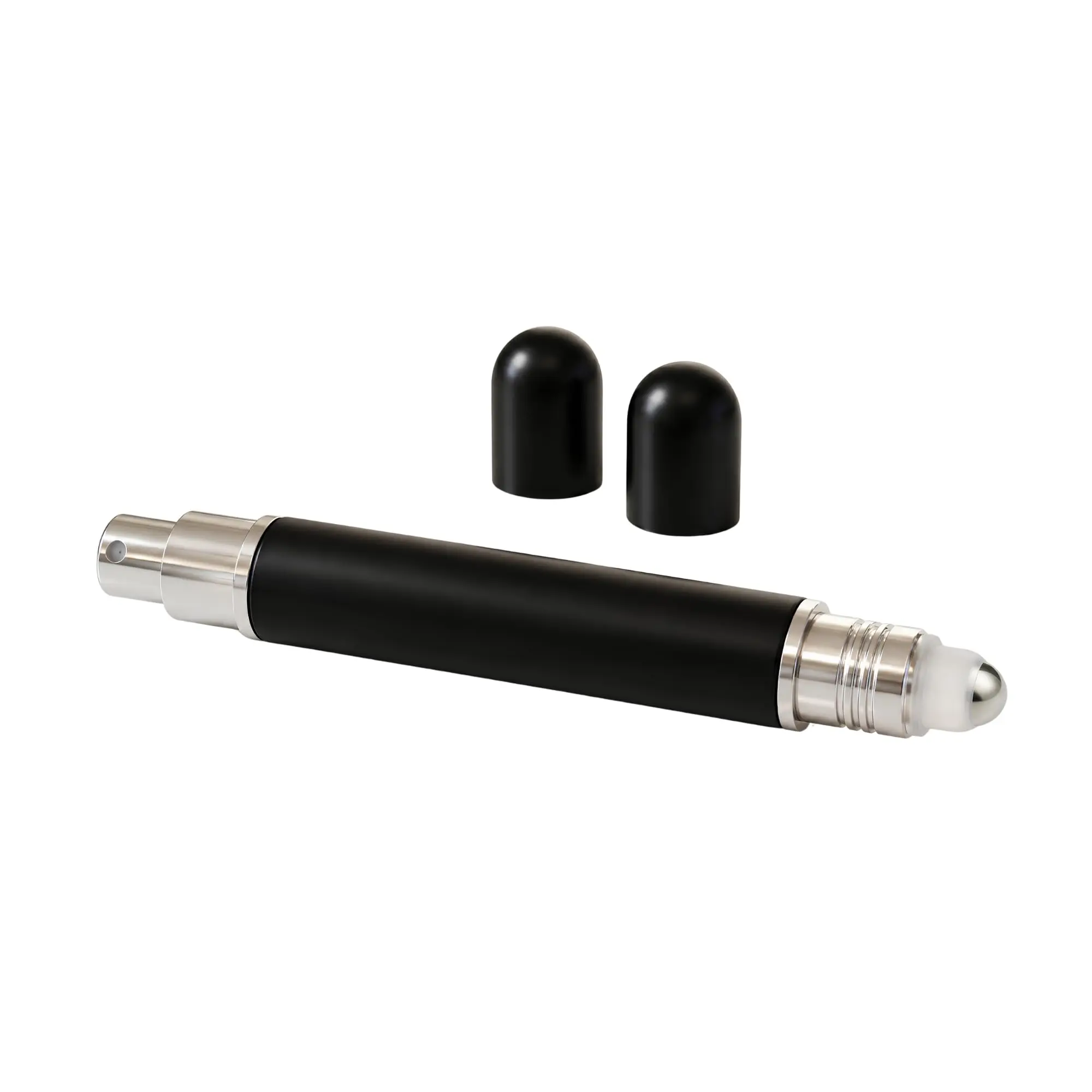 Dual Head Perfume Atomizer with Spray and Rollerball, 2-in-1 Refillable Leak-Proof Travel Bottle for 2 Scents