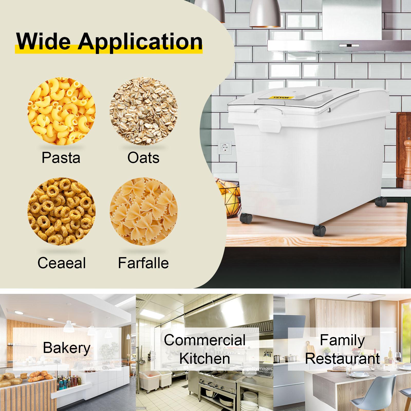VEVOR Ingredient Bin, TikTokShopBlackFriday, 10.5 Gallons Capacity Ingredient Storage Bin, PP Material Flour Bins On Wheels, White Shelf Ingredient Bin with Scoop and Sliding Lid, Commercial Storage Bins 3 Pcs/Set VEVOR Ingredient Bin, TikTokShopBlackFriday, 10.5 Gallons Capacity Ingredient Storage Bin, PP Material Flour Bins On Wheels, White Shelf Ingredient Bin with Scoop and Sliding Lid, Commercial Storage Bins 3 Pcs/Set