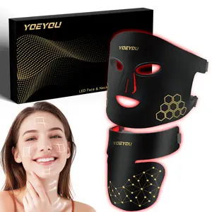Red Light Therapy for Face and Neck, 850nm Infrared & Red Light Mask, 4 Modes LED Face Mask Light Therapy with Neck Masks, 2600mAh Rechargeable Portable Skincare Device at Home & Travel