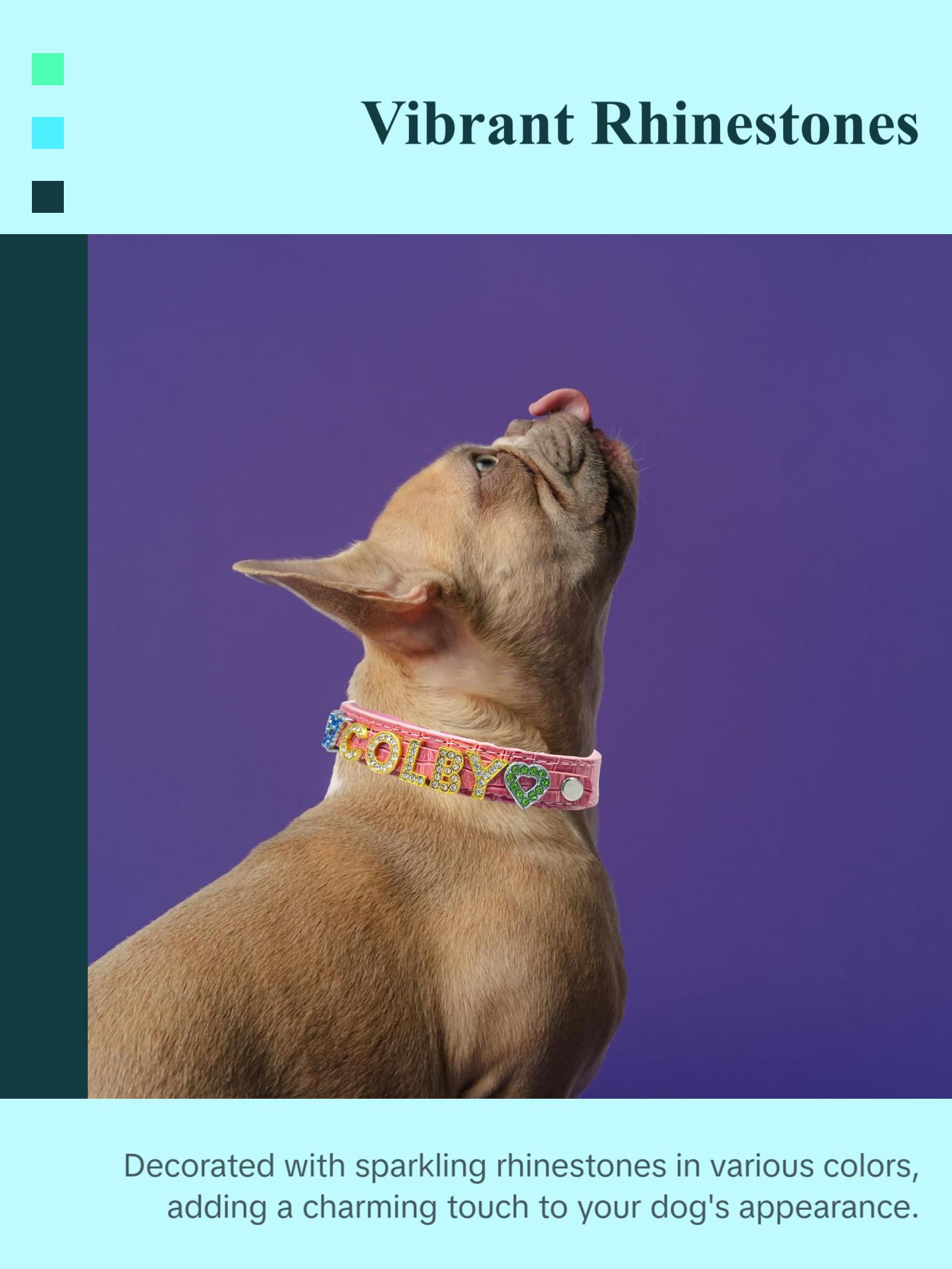 ALPHABET Alligator Texture Personalized Handmade PU Leather Dog Collar