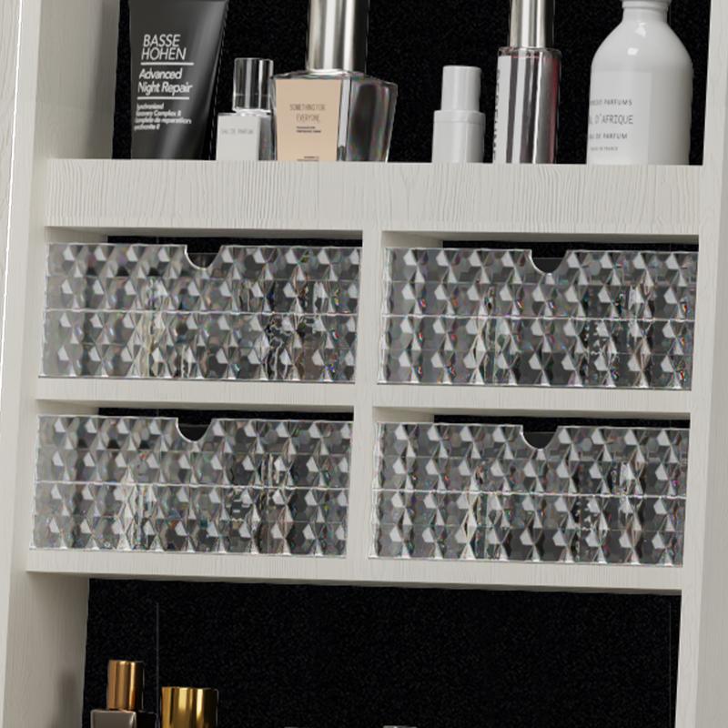 LED Mirror Jewelry Cabinet, 360° Swivel Rotating Armoire Organizer with Lock & Full-Length Mirror, Standing Storage