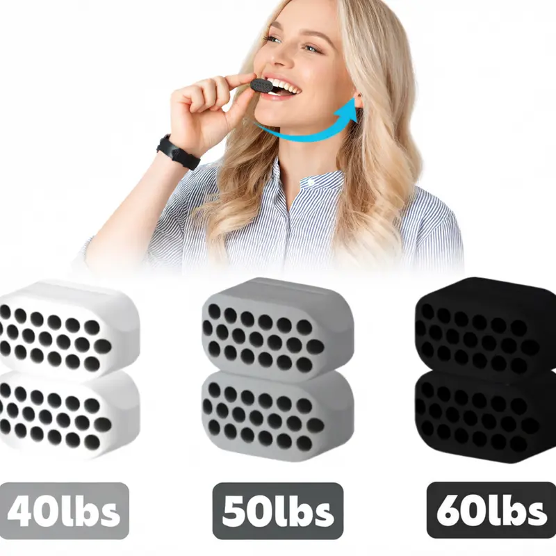 Silicone Jaw Exerciser for Men & Women, 3 Resistance Levels, Facial Contour Daily Self Care Tool, Defined Jawline Shaper & Strengthener (6-Pack)