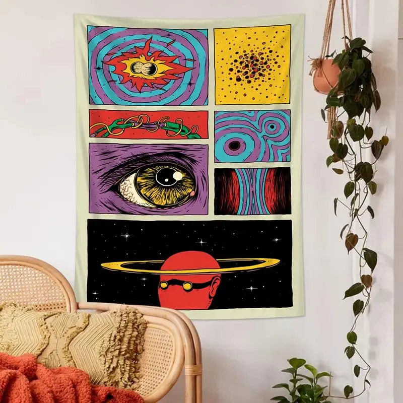 1PC Abstract Starry Sky Galaxy Trippy Wall Tapestry - Vibrant Planet Space Art Print, Bohemian Tapestry Style Hanging Decor Accessory for Living Room, Decorating My Apartment Home Supplies