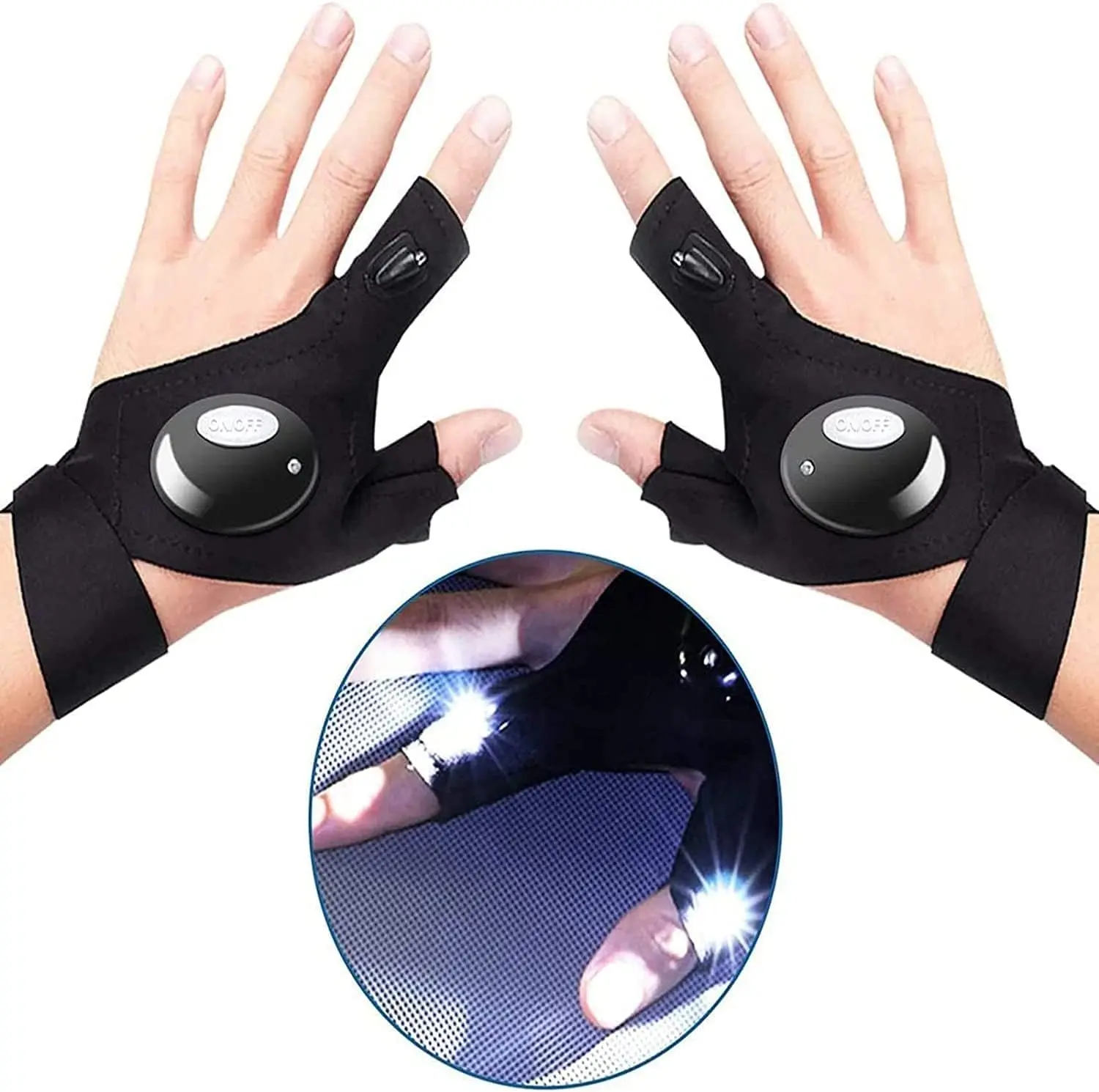Handsfree LED Light Gloves - Default Functional Hand-Fit Outdoor Gear, Father's Day Gift for Fishing Dads, Car Repair & Camping Gadget