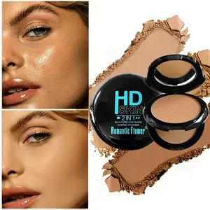 2-in-1 Dual Layer Powder Foundation | Full Coverage, Matte, Oil Control, Waterproof & Long-Lasting with Velvet Puff | 24H Wear Compact for Oily Skin