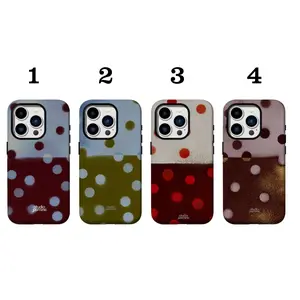 [POLKA DOT] RUST - LADYBUG - LAKE - PLUM | for iPhone 17 Pro Max, 16 15 14 13 12 11 Series | Aesthetic Phone Case | Gradient Phone Case | Trendy 2026 Phone Case | Shockproof Protection|Gift for Her and Lover