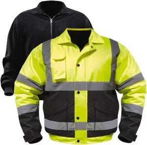 High Visibility Cold Weather Work Safety Utility Jacket - 3XL (54-56" Chest), Yellow & Black, Polyester & Teflon Fabric, Zipper & Snaps Closure, 4 Pockets, UHV563X-YB-XXXL, Size 3Xl