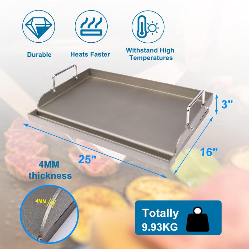Uniflasy Cast Iron Griddle for Gas Grill Flat Top Griddle Insert for Outdoor Gas Grill, 25" x16" Cooking Skillet Plate Pan Teppanyaki Perfect for Healthy Cooking, Parties & Camping