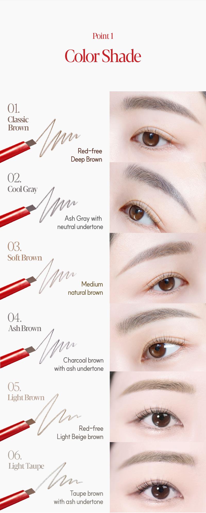Espoir The Brow Balance Pencil - Hard Formula, Waterproof, K-Idol Style, Triangle Slim Shaped, Delicated Drawing, Easy to Grip, Natural Clean Brow, 6 Shades, Vegan