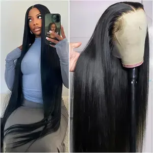Leniku Hair 180% Density Bone Straight 13x6 HD Transparent Lace Frontal Wig Brazilian Remy 13x4 Lace Front Wigs Human Hair 4x4 Lace Closure Wigs For Women