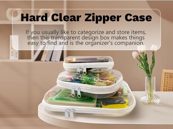6 Pack Clear Hard Shell Zipper Cases Waterproof Dustproof Travel Organizer for Makeup Toiletries Small Items Crush-Resistant Storage Bags(2 Small, 2 Medium, 2 Large),Gifts baby 6 Pack Clear Hard Shell Zipper Cases Waterproof Dustproof Travel Organizer for Makeup Toiletries Small Items Crush-Resistant Storage Bags(2 Small, 2 Medium, 2 Large),Gifts baby