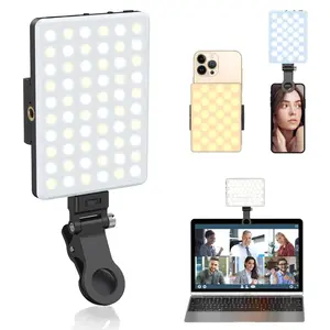 60 LED Rechargeable Clip Fill Light with Front & Back Clip, Adjusted 3 Light Modes for iPhone, Android, iPad, Laptop, Portable Lighting for Makeup, TikTok, Selfie, Vlog