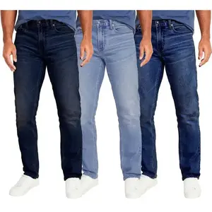 Men's 3-piece elastic slim straight tube 5-pocket denim fabric men's fashion designer streetwear casual and fashionable elastic jeans gift