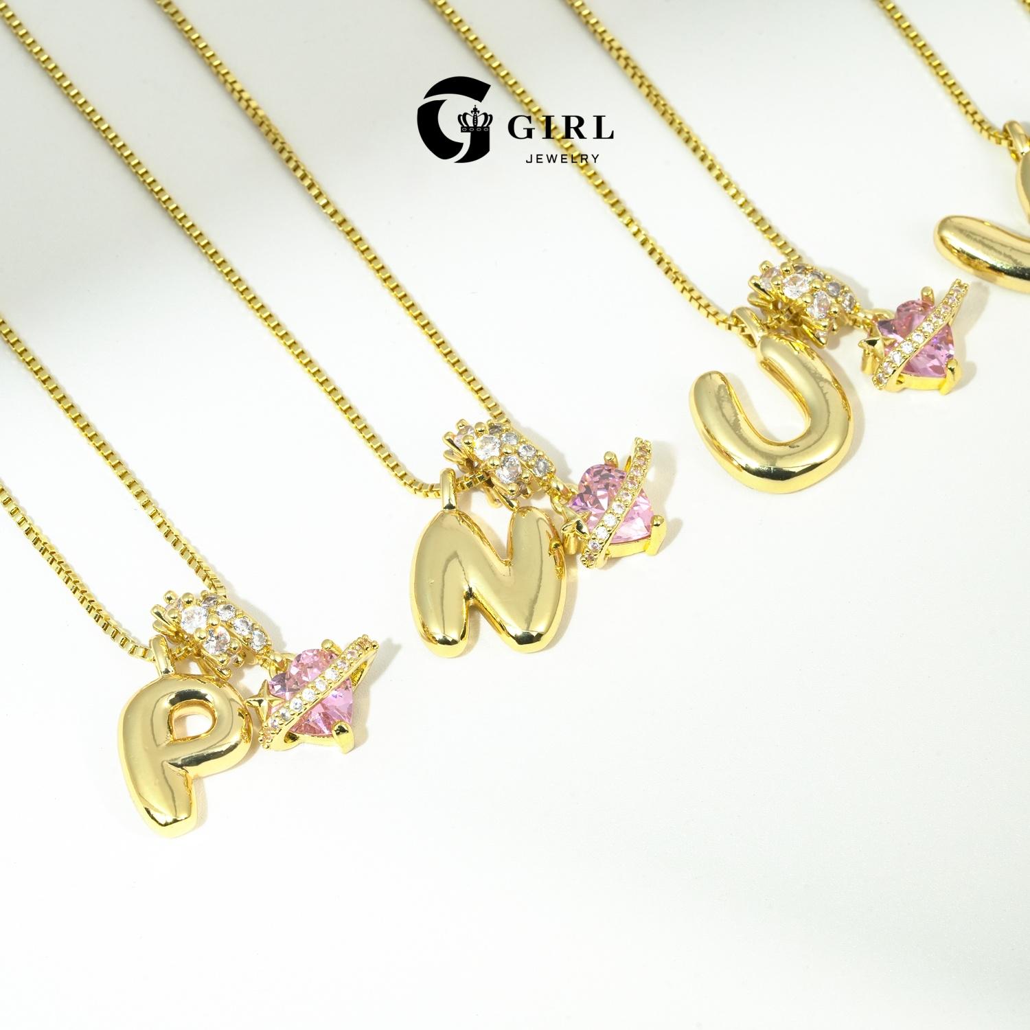 GGlRL Bubble Letter Necklace Initial Heart Necklace for Women Man Pink Cubic Zirconia Pendant Letter Diamond 18KGold Plated Fashion Jewelry Gift For Holiday Christmas Birthdays Anniversaries GGlRL Bubble Letter Necklace Initial Heart Necklace for Women Man Pink Cubic Zirconia Pendant Letter Diamond 18KGold Plated Fashion Jewelry Gift For Holiday Christmas Birthdays Anniversaries