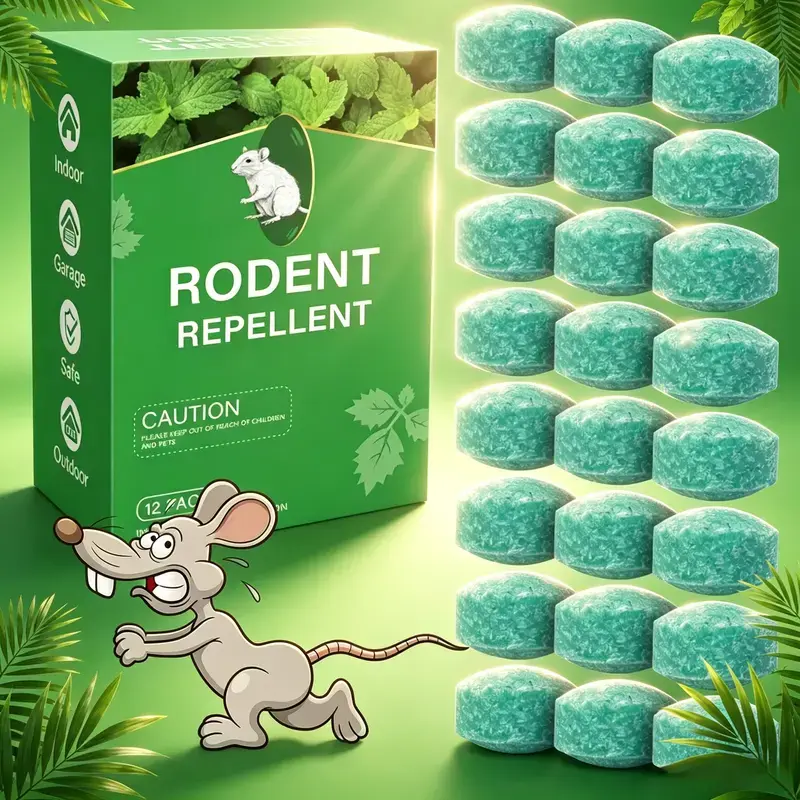 12 PCS Natural Peppermint Oil Mouse Rodent Repellent Balls - Multi-Pest Control for Rats, Mice, Ants, Cockroaches, Squirrels - Safe for Family, Pets - Indoor, Outdoor Home Garden Use