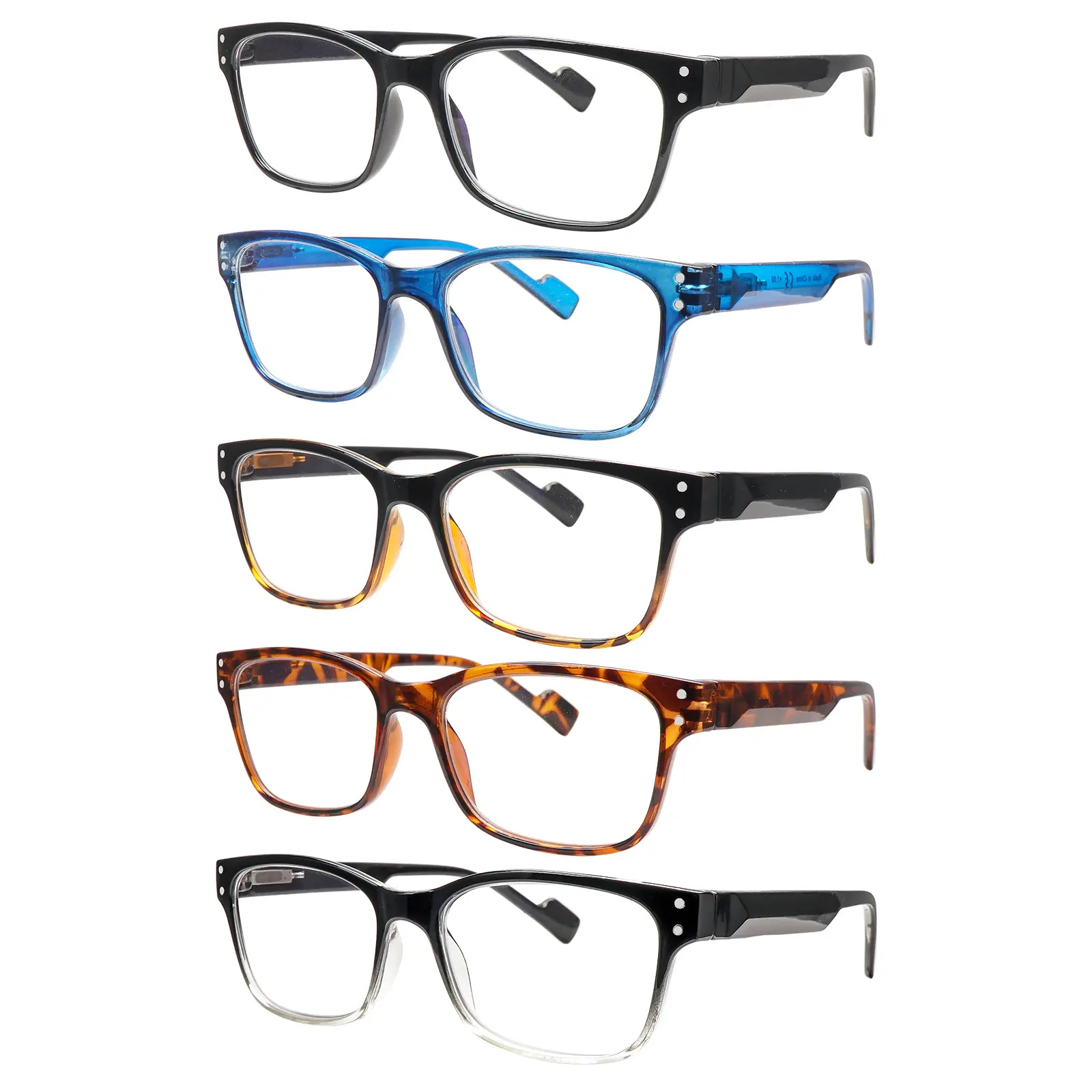 5-Pack  Anti-Blue Light Reading Glasses Unisex design with spring hinges to accommodate multiple wearers Premium anti-blue light lenses effectively block harmful blue light Uv protection Ideal for daily commuting ,office work reading, Mix Color gifts Adju