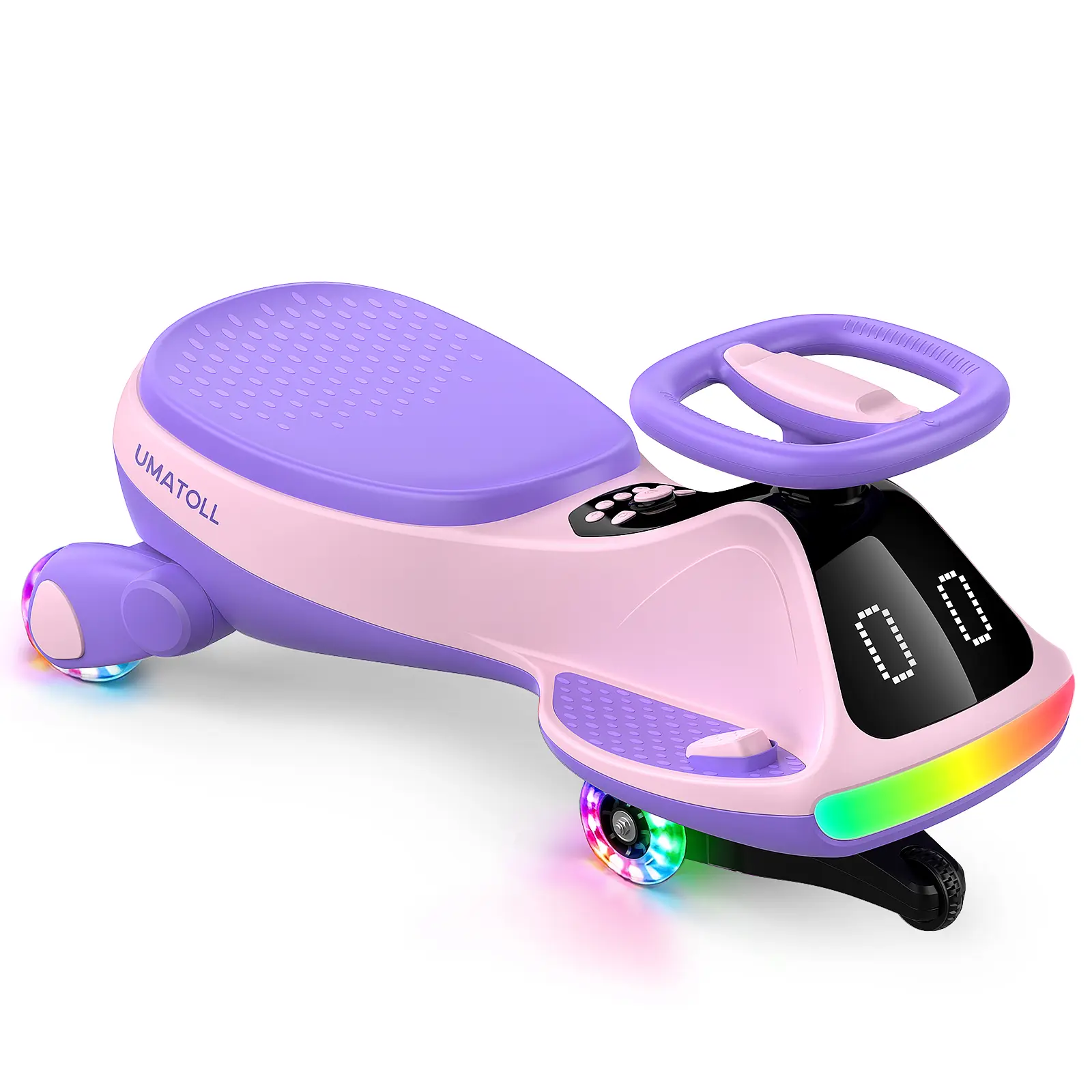 Umatoll Premium 12V Electric Wiggle Car with Digital Display Screen, Pedal & RGBIC LED Lights, Bluetooth Music Ride on Toys, Twist Car, Birthday Gifts， Adjustable Lighting Screen,  #tiktokshopbacktoschool #glowup