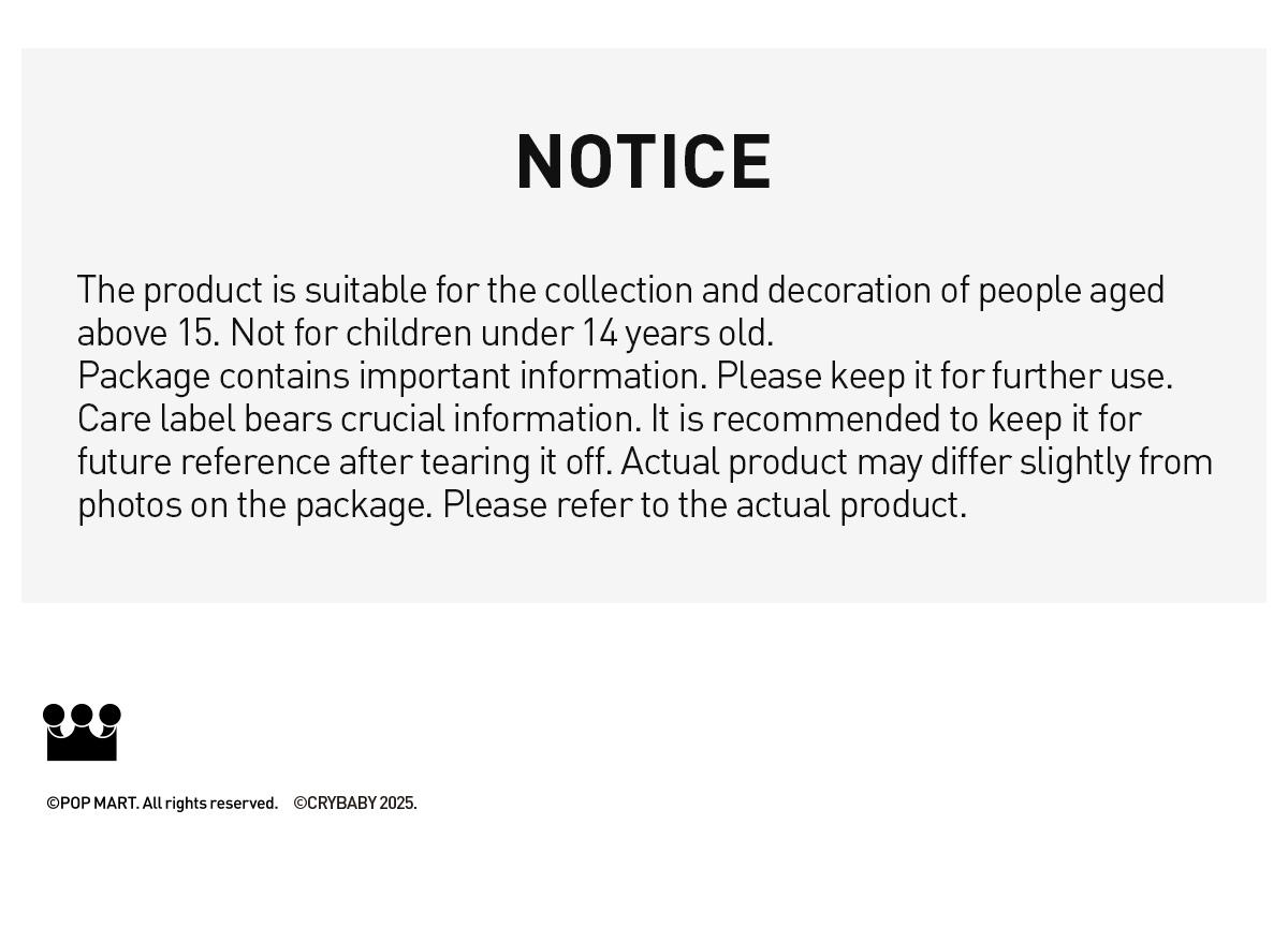 POP MART CRYBABY SHINY SHINY SERIES-Plush Pendant Blister Pack