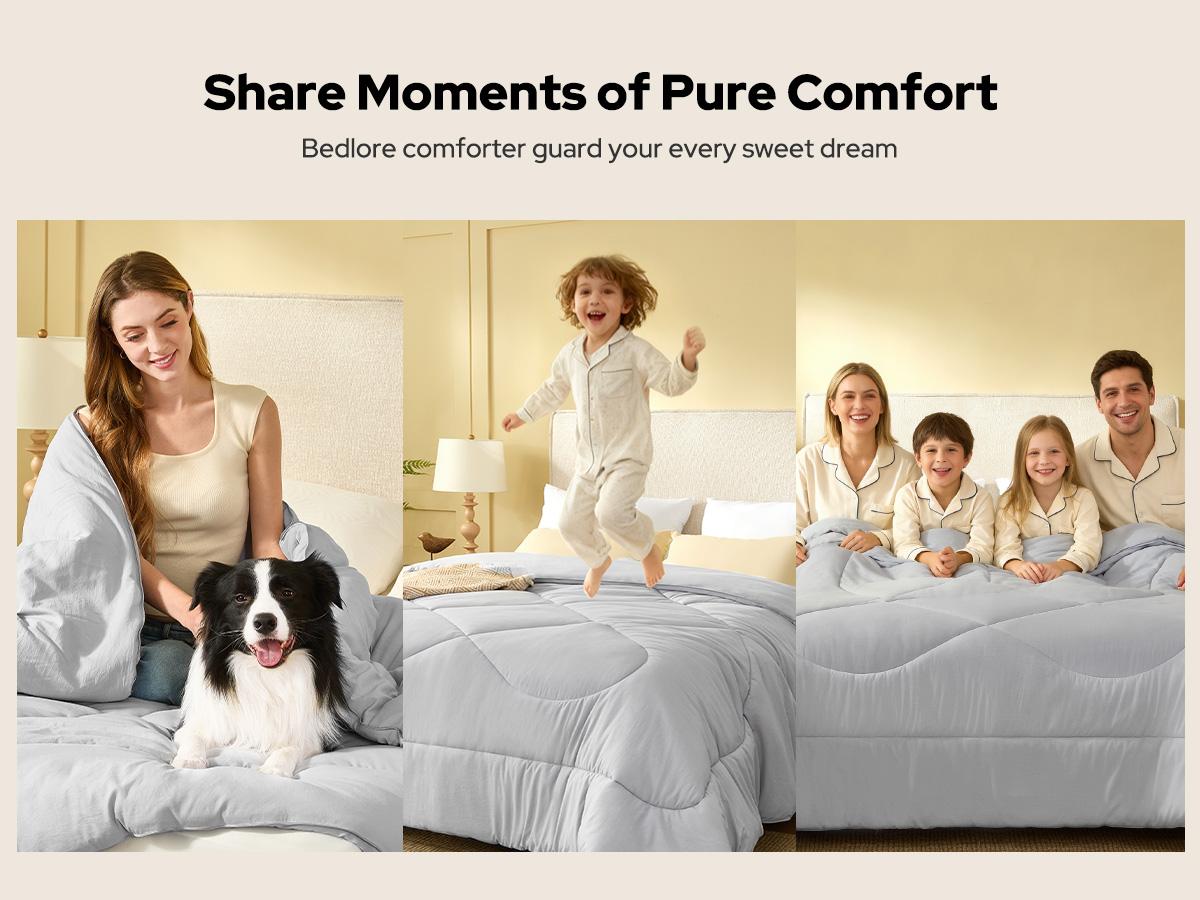 【BEDLORE】All-Season Down Alternative Comforter Duvet Insert for Bedroom – Chinese Knot Quilted Design, Ultra-Soft, Machine Washable, with Corner Tabs，all season comforter