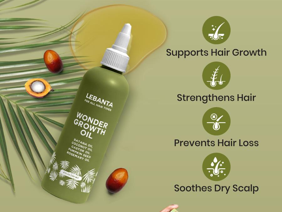 LeBanta Wonder Growth Oil - 100% Pure Batana Oil Blend with Castor Pumpkin Seed Coconut & Rosemary for Thicker Stronger Hair Care Supplement 4oz