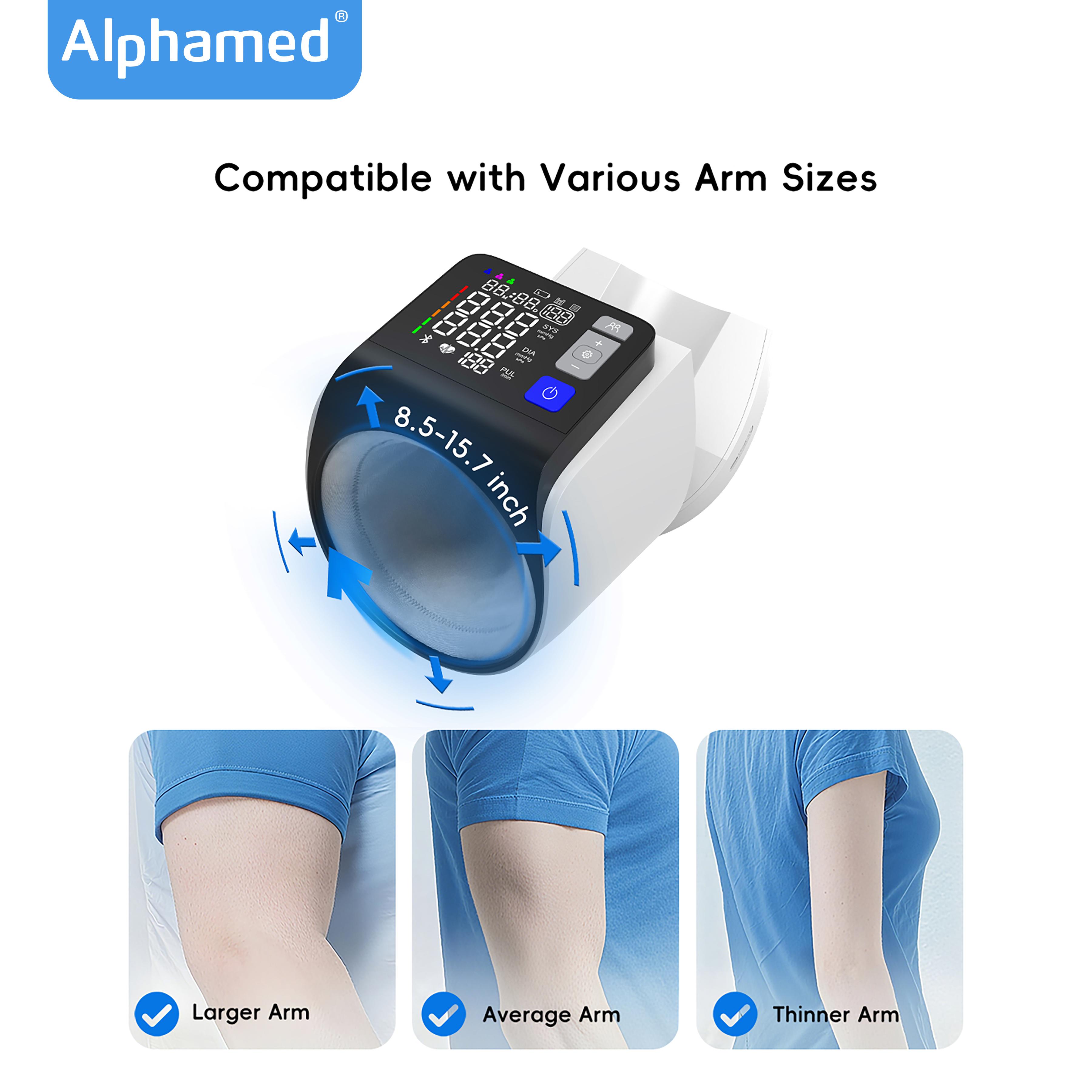 Upper Arm Blood Pressure Monitor for Home Use, Smart BP Machine with App Tracking, Large Cuff, One-Touch, Alphamed Healthcare Upper Arm Blood Pressure Monitor for Home Use, Smart BP Machine with App Tracking, Large Cuff, One-Touch, Alphamed Healthcare