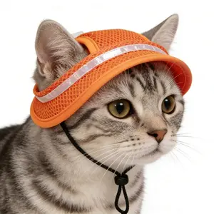 Summer Pet Hat Breathable Sunshade Cat Hat Bow Princess Ear-Exposed Dog Hat