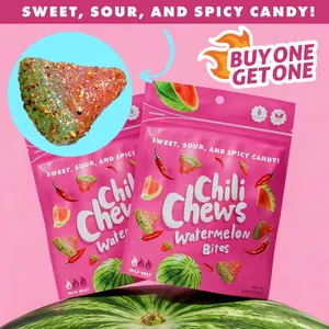 Chili Chews - XL (2 PACK) Buy 1 Get 1 FREE Sweet Sour and Spicy Candy Hand Crafted Gourmet Chamoy Watermelon Strawberry Mango Peach Bites Buy One Get One
