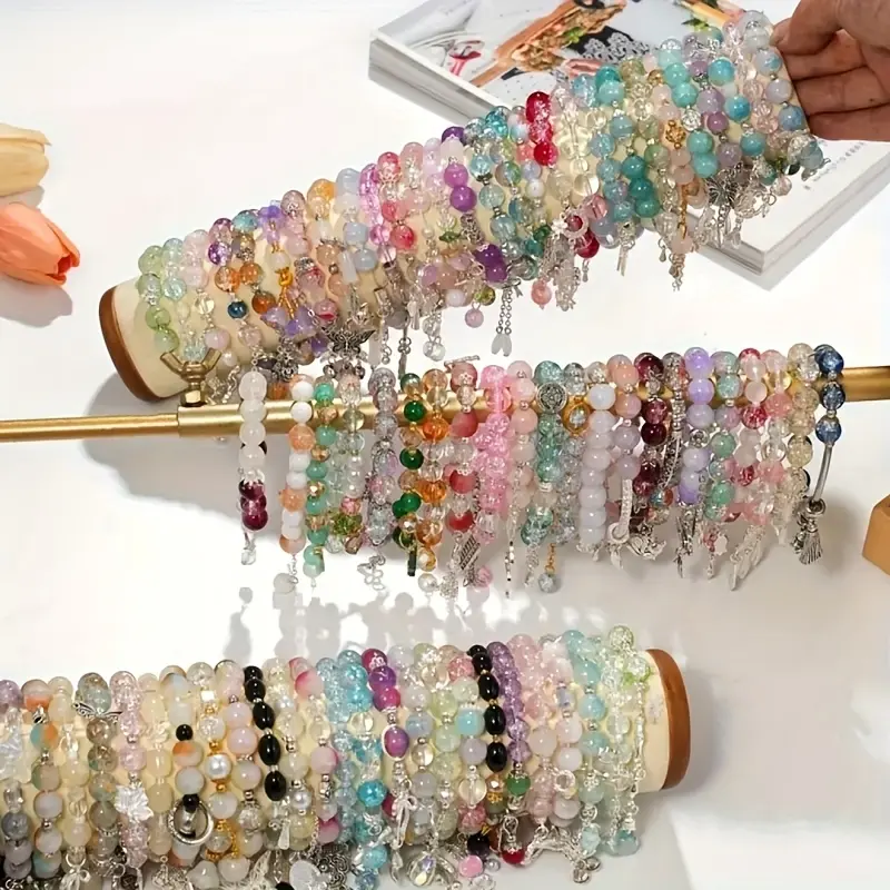 18pcs Mix Bohemian Stackable Beaded Bracelets - Multicolor Glass Beads  Tassel Charm Jewelry for Women Teen Girls Gift & Daily Party