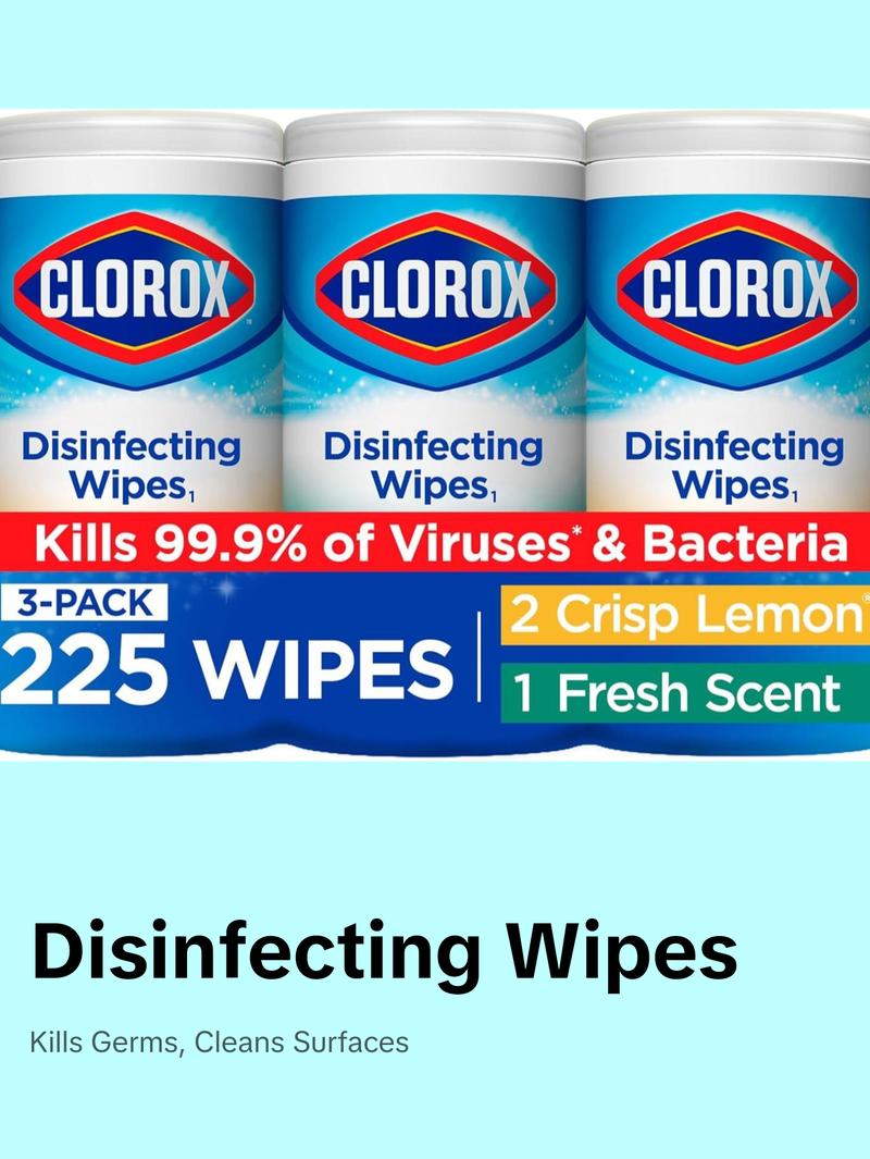 Clorox Disinfecting Wipes Value Pack, Household Essentials, 75 Count, Pack of 3 (Package May Vary)