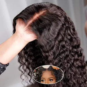 Leniku 30 32 Inch Deep Wave Easy To Wear 6x4 Glueless Wig Pre Plucked 5x5 9x6 7x5 Lace Closure Wigs Human Hair For Women Natural Black Color