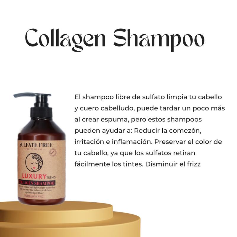 Luxury Trend set para eliminar el frizz del cabello a base de Keratina y collagen hidrata,nutre y elástica el cabello