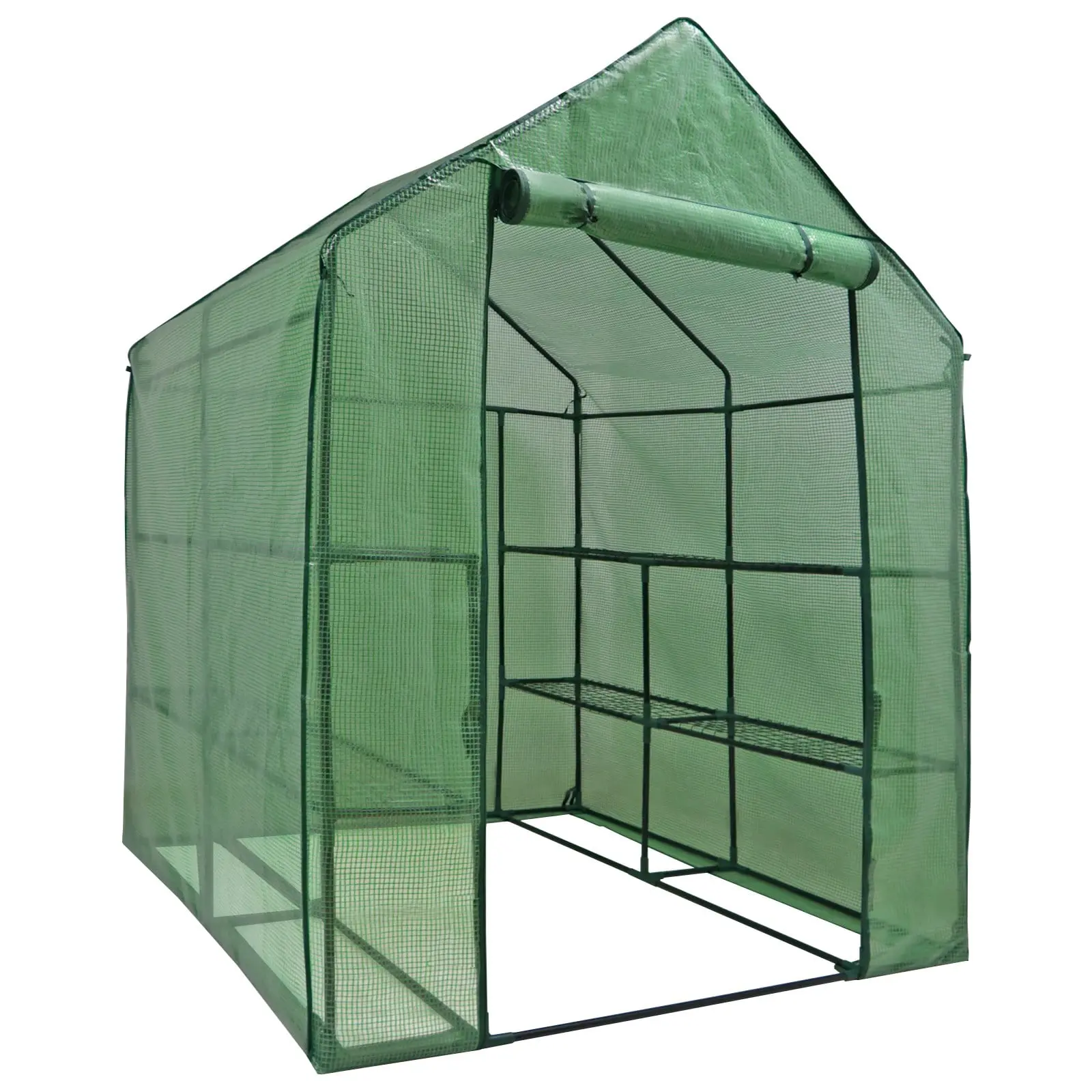 SEGAWE Portable Walk-In Greenhouse with Roll-Up Zipper Door PE Cover Greenhouses for Garden, Backyard - Three Sizes