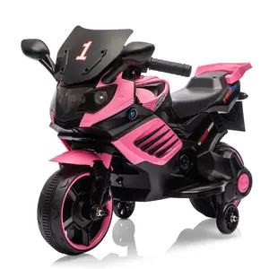 6V Kids Motorcycle, Electric Ride On Car Toy with Training Wheels, Working Headlight, Horn & Music, for Toddler Kids Boys Girls Ages 3-6,Pink