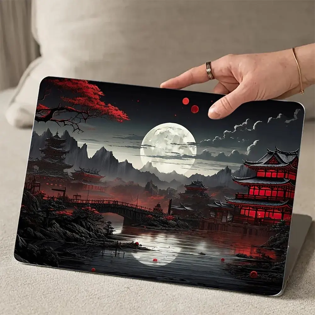 Set of 1 Set of 2 Cartoon Deep Mountain Moon Design Computer Skins, Universal Vinyl Scratch Resistant Stickers Laptop Skin for Mac Book and