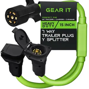 7 Way RV Trailer Cord Y Splitter Pigtail Adapter Cable, 15-Inch