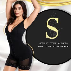 Women’s Fajas Colombianas Shapewear High Compression Tummy Control Butt Lifter Body Shaper with Zipper Postpartum Recovery Bodysuit Womenswear