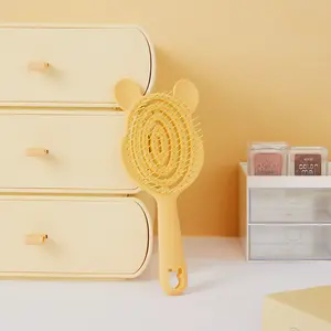 Disney Winnie the Pooh Elastic Cushion Hairbrush,Gentle Scalp Massage and Detangling,Portable Hollow Styling Comb, Cute Volumizing Hairbrush for On-The-Go Use,Cute Travel Essential