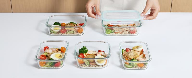 【New Year Prep】Vtopmart 18 Pack Glass Food Storage Containers with Lids -Stackable Design for Kitchen Utensils Oven Microwave Freezer Dishwasher Kitchenware  Square Fridge Organizers Insulated Lunch Compartment Grey Rectangle