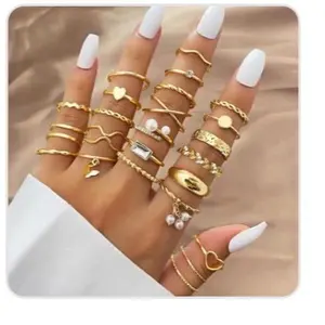Vintage Stackable Gold Knuckle Rings Set