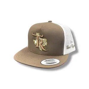 Texas Ranch Hat - Brown W/Olive Logo Print