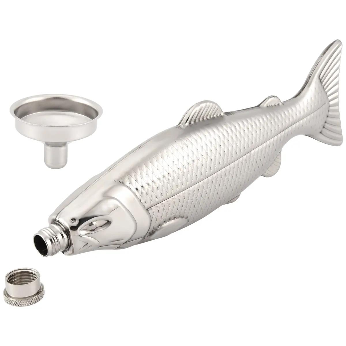 5Oz Stainless Steel Fish-Shape Hip Flask Set - Lightweight, Leakproof, Easy-to-Clean Mini Bottle, Household Drinkware for Hiking, Hunting, Festivals
