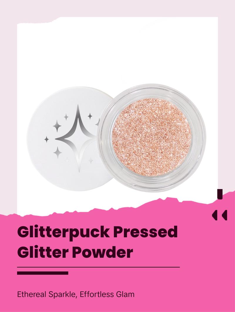 GLITTERPUCK Pressed Fairy Dust Eyeshadow Makeup Powder Cosmetic Water-Infused Pressed Glitter for Eyes Face Body Effortless Application
